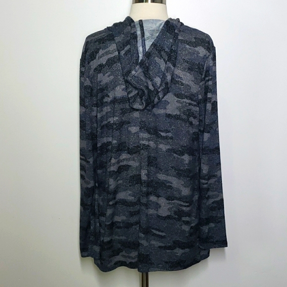 Lucky Brand Camouflage Hooded Cardigan Blue Gray Size S - Picture 5 of 9
